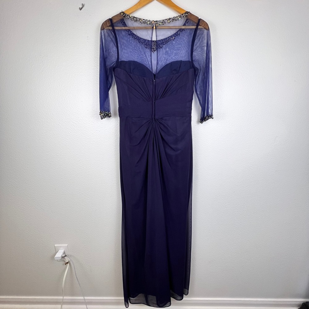 Rina diMontella Purple Mother of the Bride Formal Gown Prom Event Jeweled Sheer
